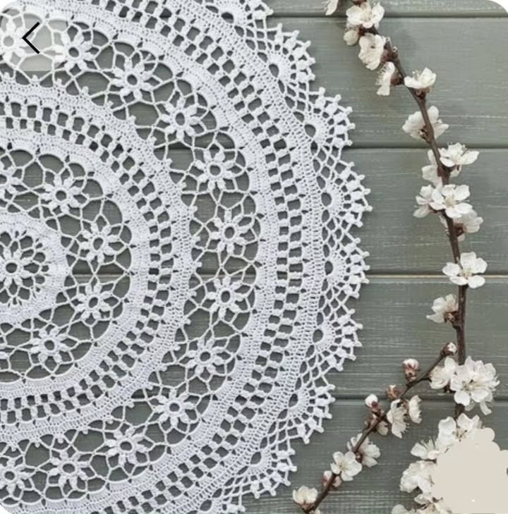 White Floral Crochet Doily Round Tablecloth Pattern Chart