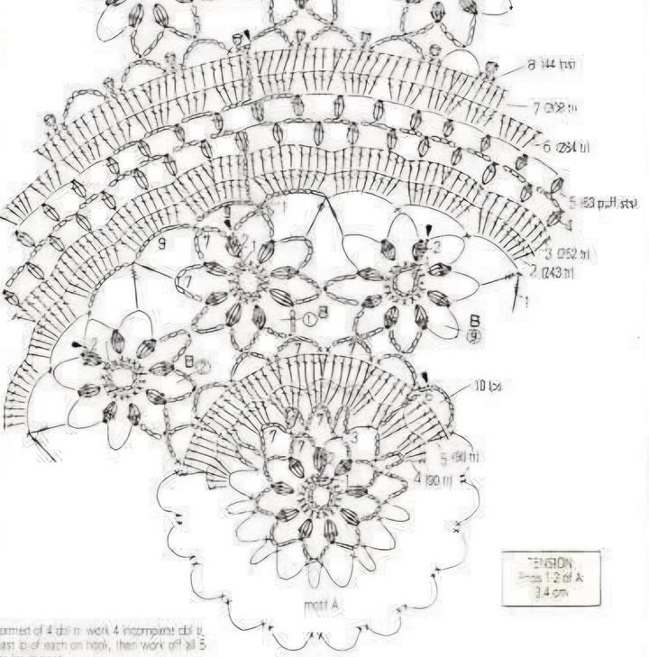 White Floral Crochet Doily Round Tablecloth Pattern Chart
