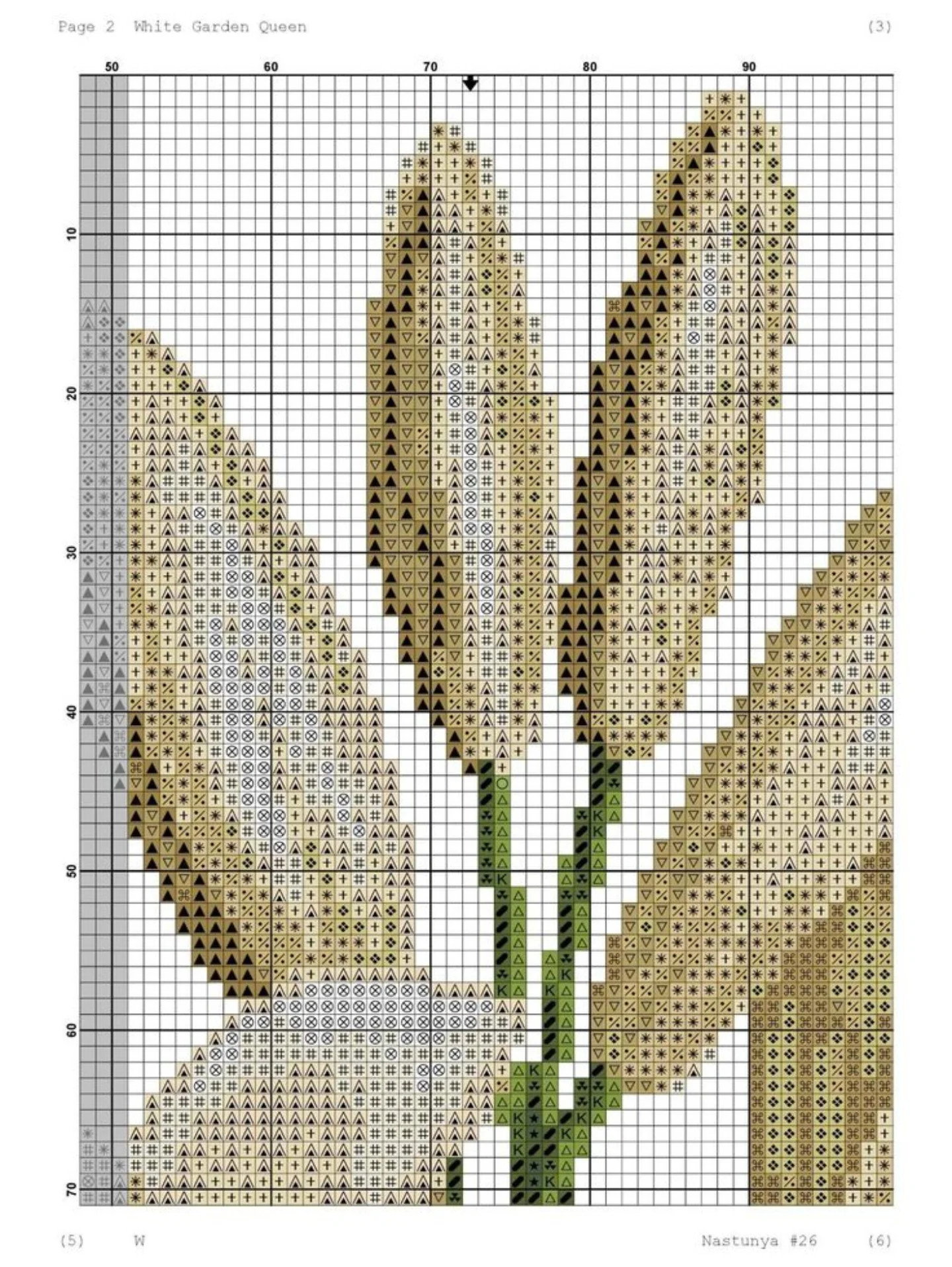 White Garden Queen Lily Cross Stitch Pattern Chart by Nastunya #26