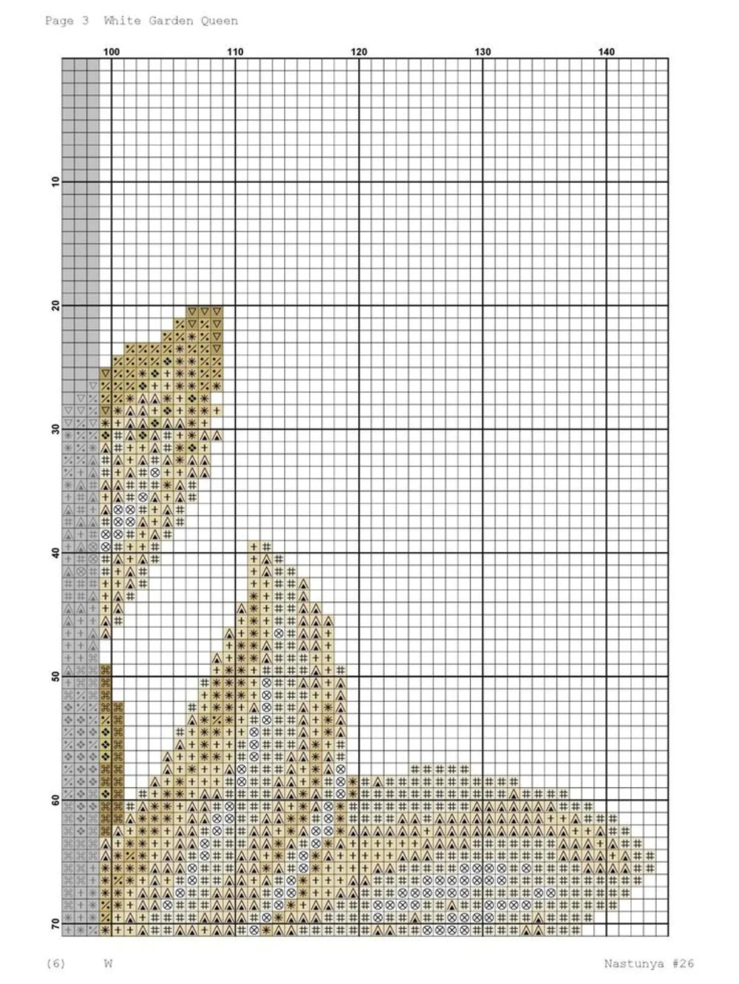 White Garden Queen Lily Cross Stitch Pattern Chart by Nastunya #26