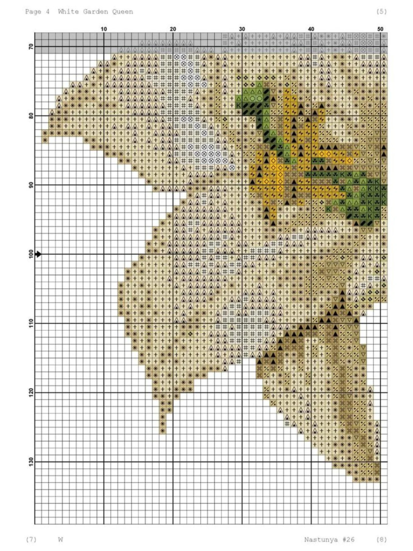 White Garden Queen Lily Cross Stitch Pattern Chart by Nastunya #26