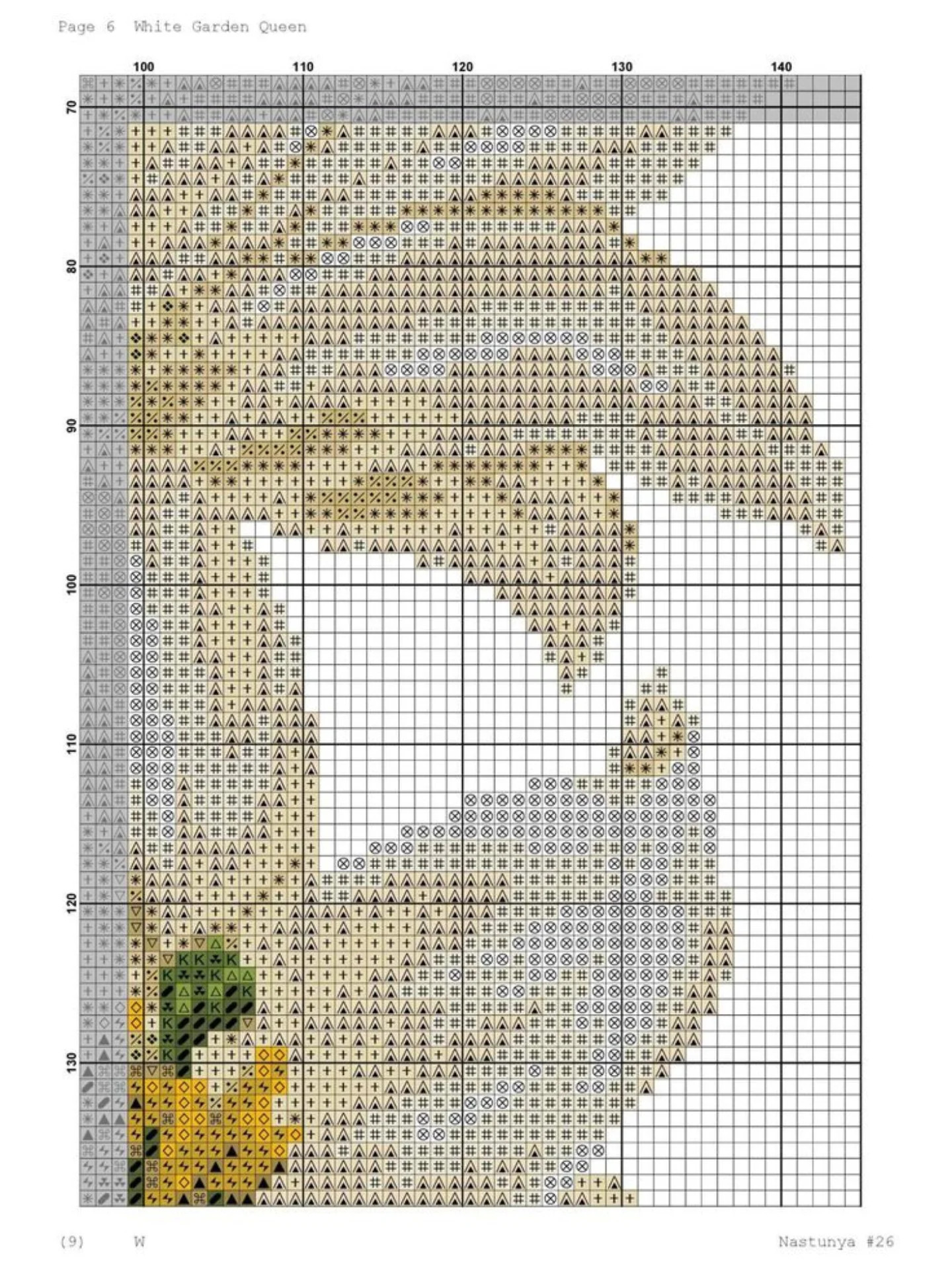 White Garden Queen Lily Cross Stitch Pattern Chart by Nastunya #26