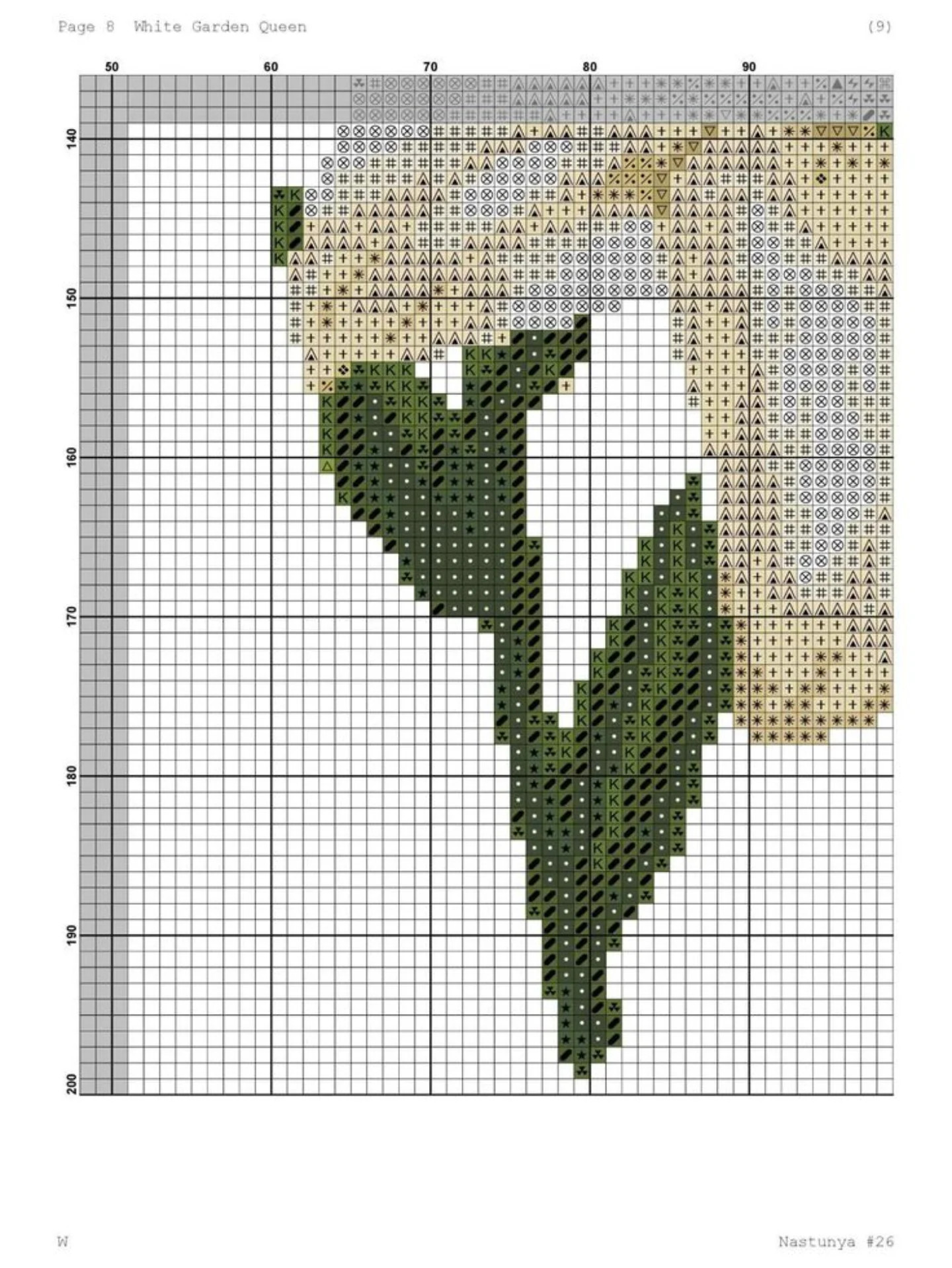 White Garden Queen Lily Cross Stitch Pattern Chart by Nastunya #26