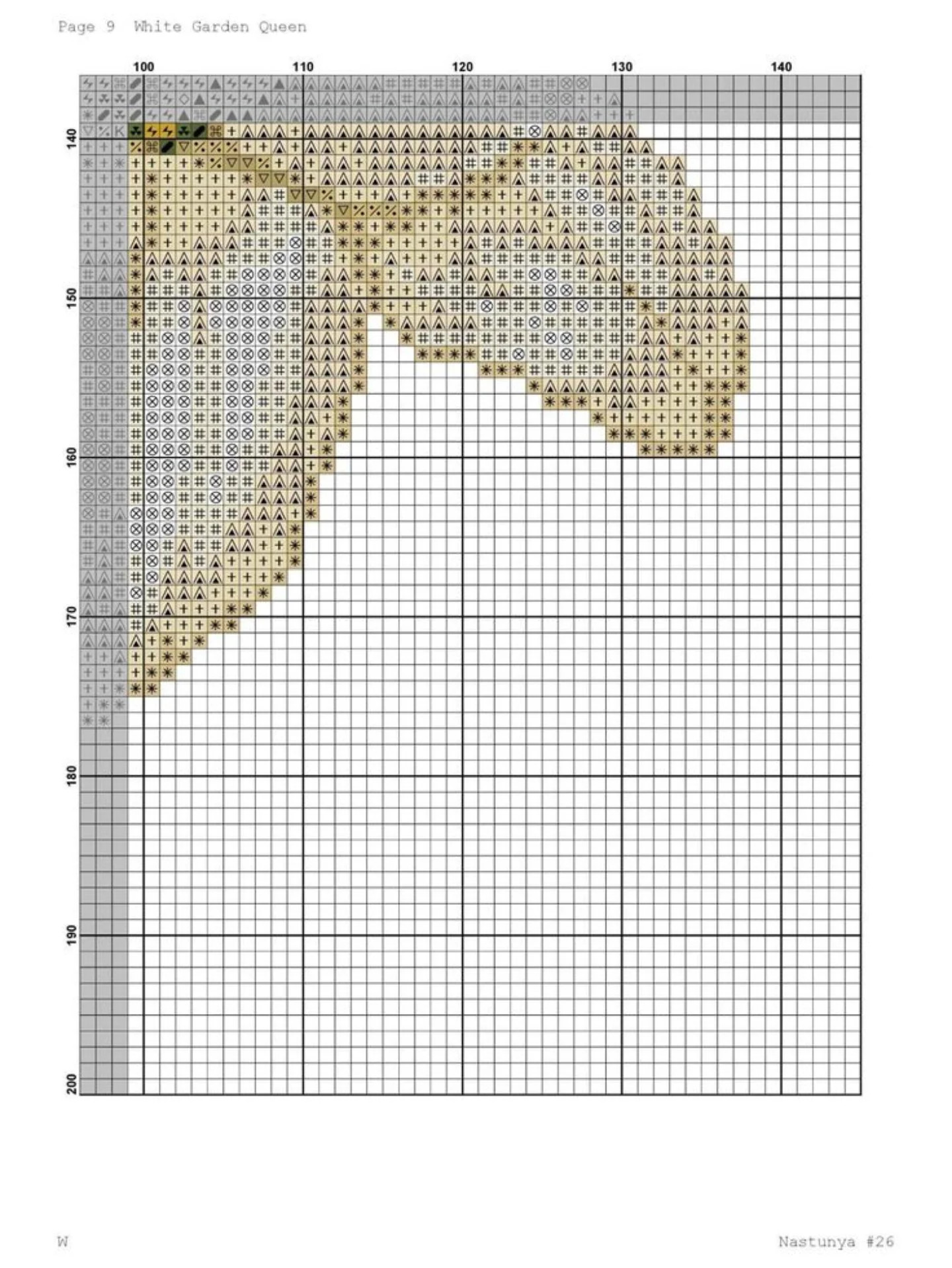 White Garden Queen Lily Cross Stitch Pattern Chart by Nastunya #26
