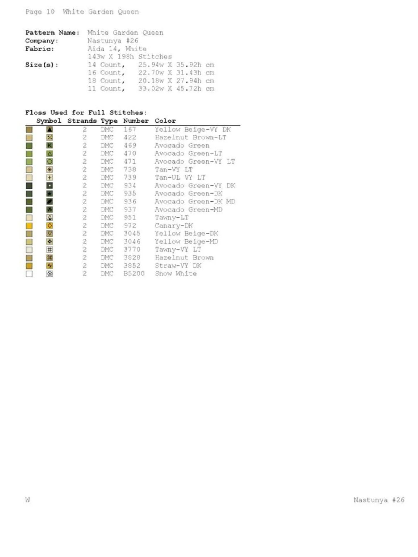 White Garden Queen Lily Cross Stitch Pattern Chart by Nastunya #26