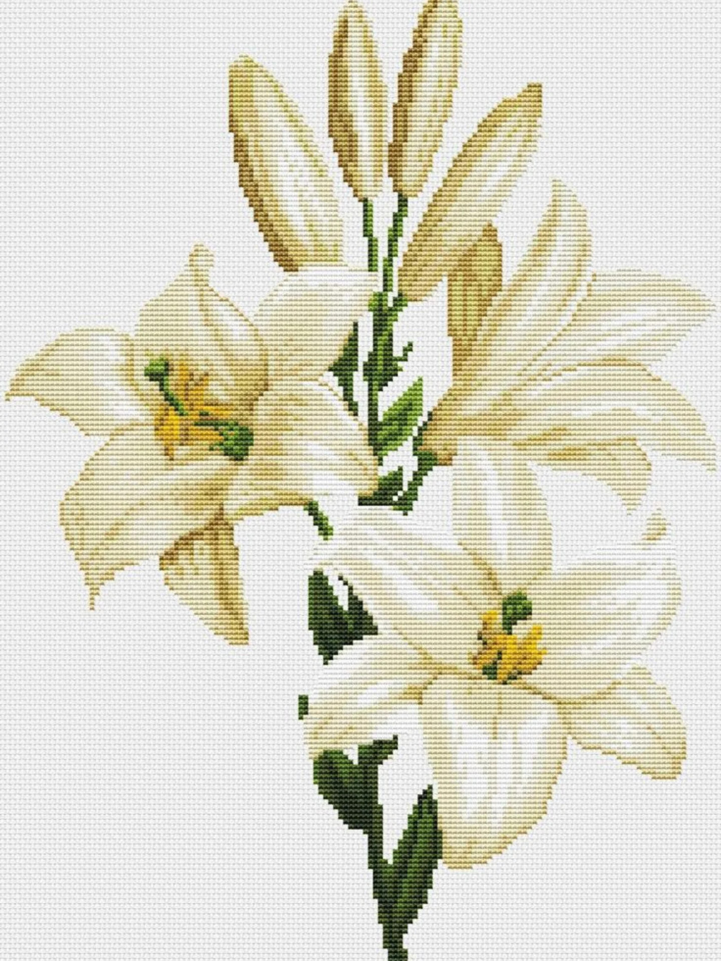 White Garden Queen Lily Cross Stitch Pattern Chart by Nastunya #26