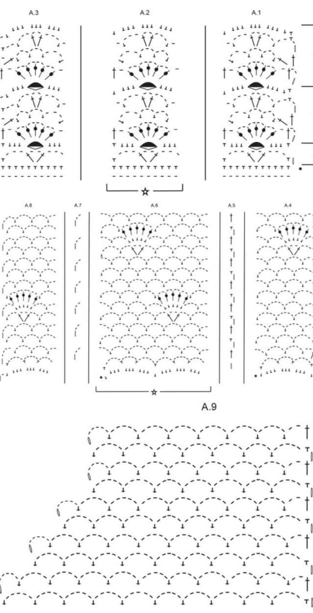 White Lace Crochet Cardigan and Sweater Flat Chart Pattern with Measurements