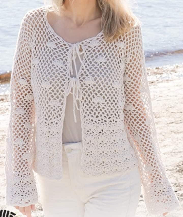 White Lace Crochet Cardigan and Sweater Flat Chart Pattern with Measurements