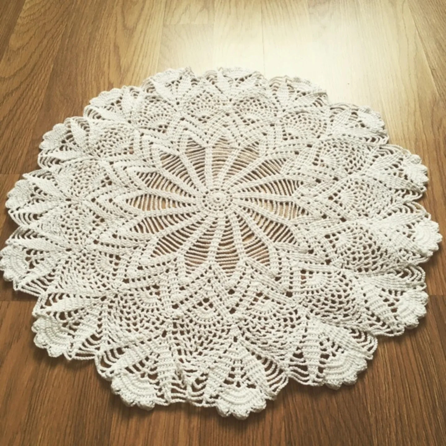 White Lace Crochet Doily Pattern Chart and Finished Product