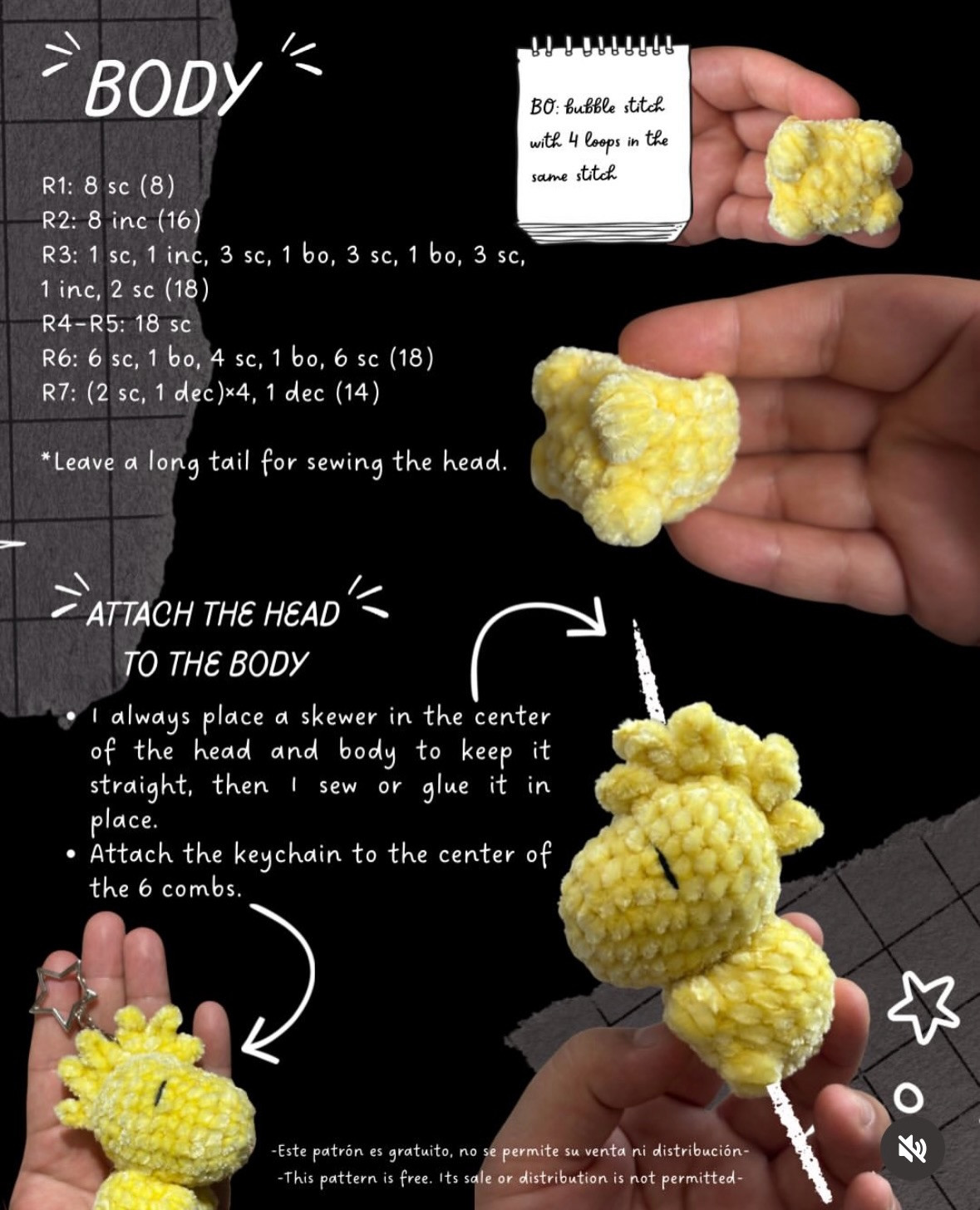 Woodstock Free Crochet Pattern - Cute Yellow Amigurumi Bird Keychain Tutorial