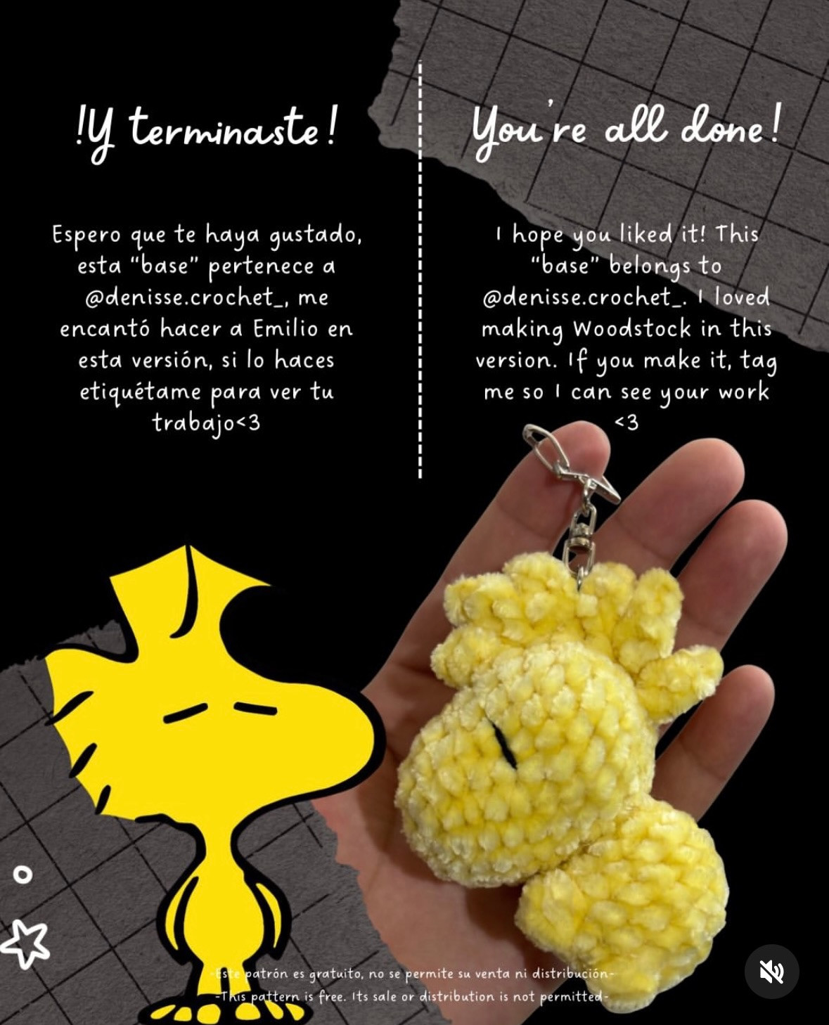 Woodstock Free Crochet Pattern - Cute Yellow Amigurumi Bird Keychain Tutorial