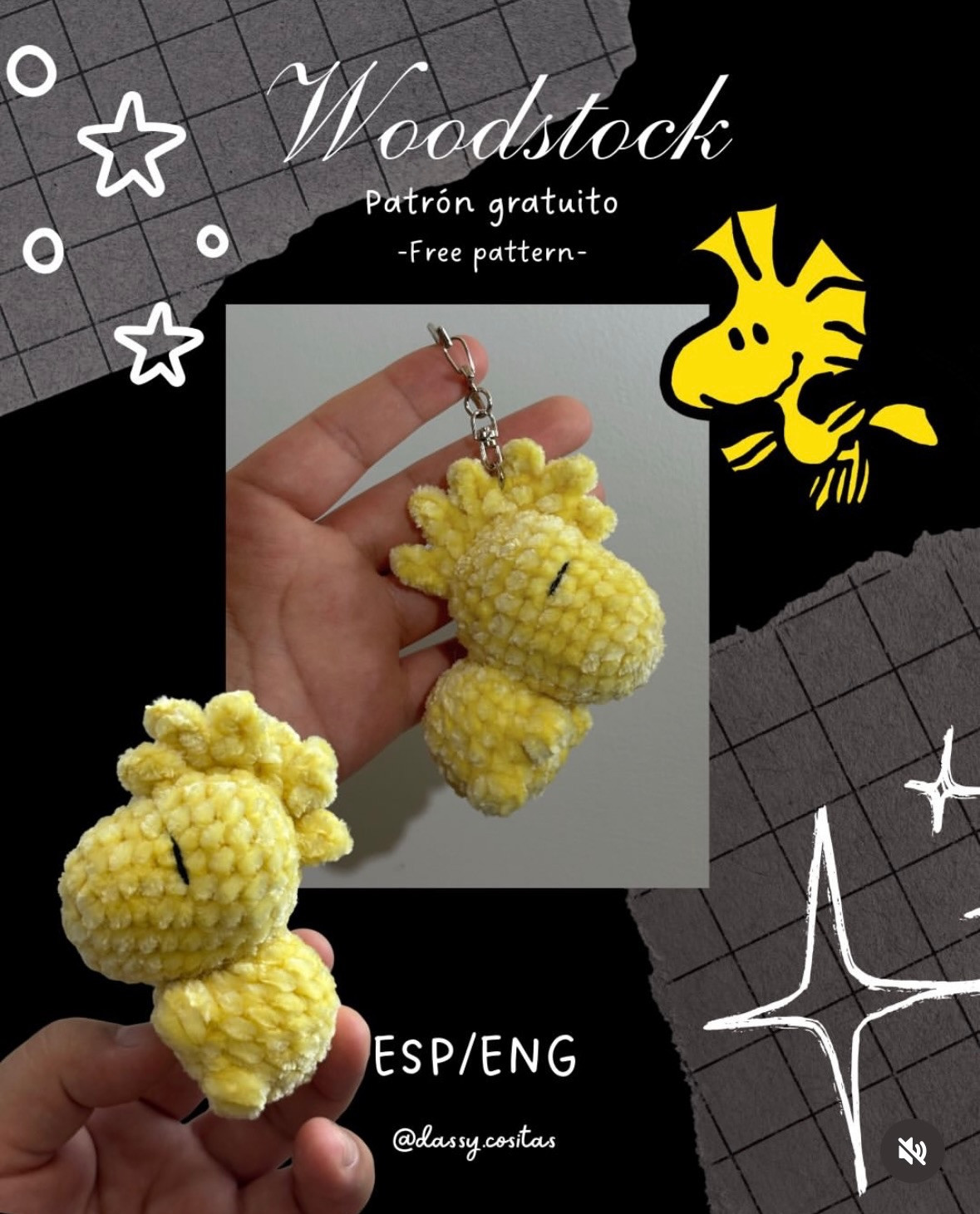 Woodstock Free Crochet Pattern - Cute Yellow Amigurumi Bird Keychain Tutorial