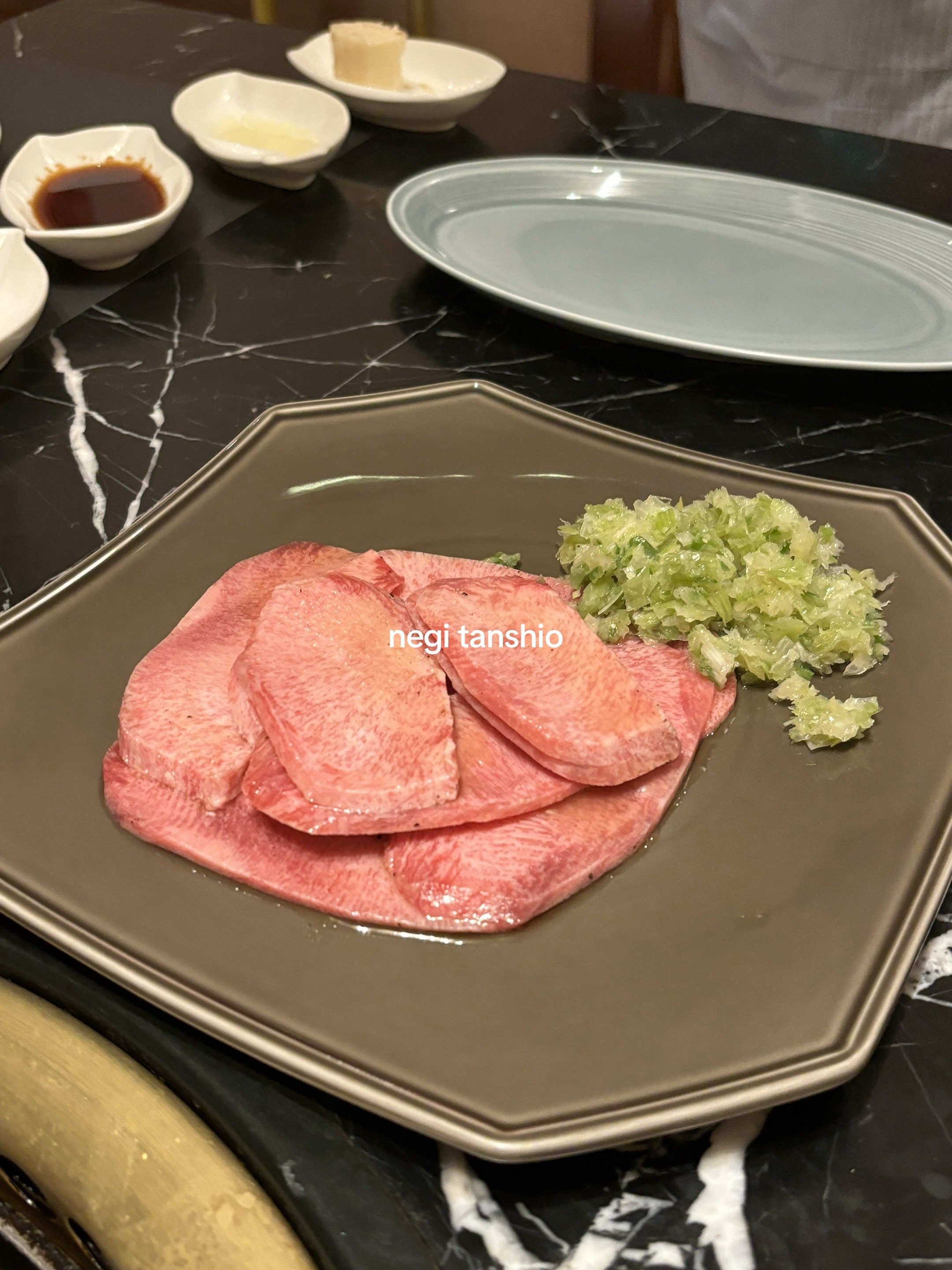 Yakisugi Karubi and Negi Tanshio at Esina Plaza Senayan Japanese BBQ Restaurant in Jakarta