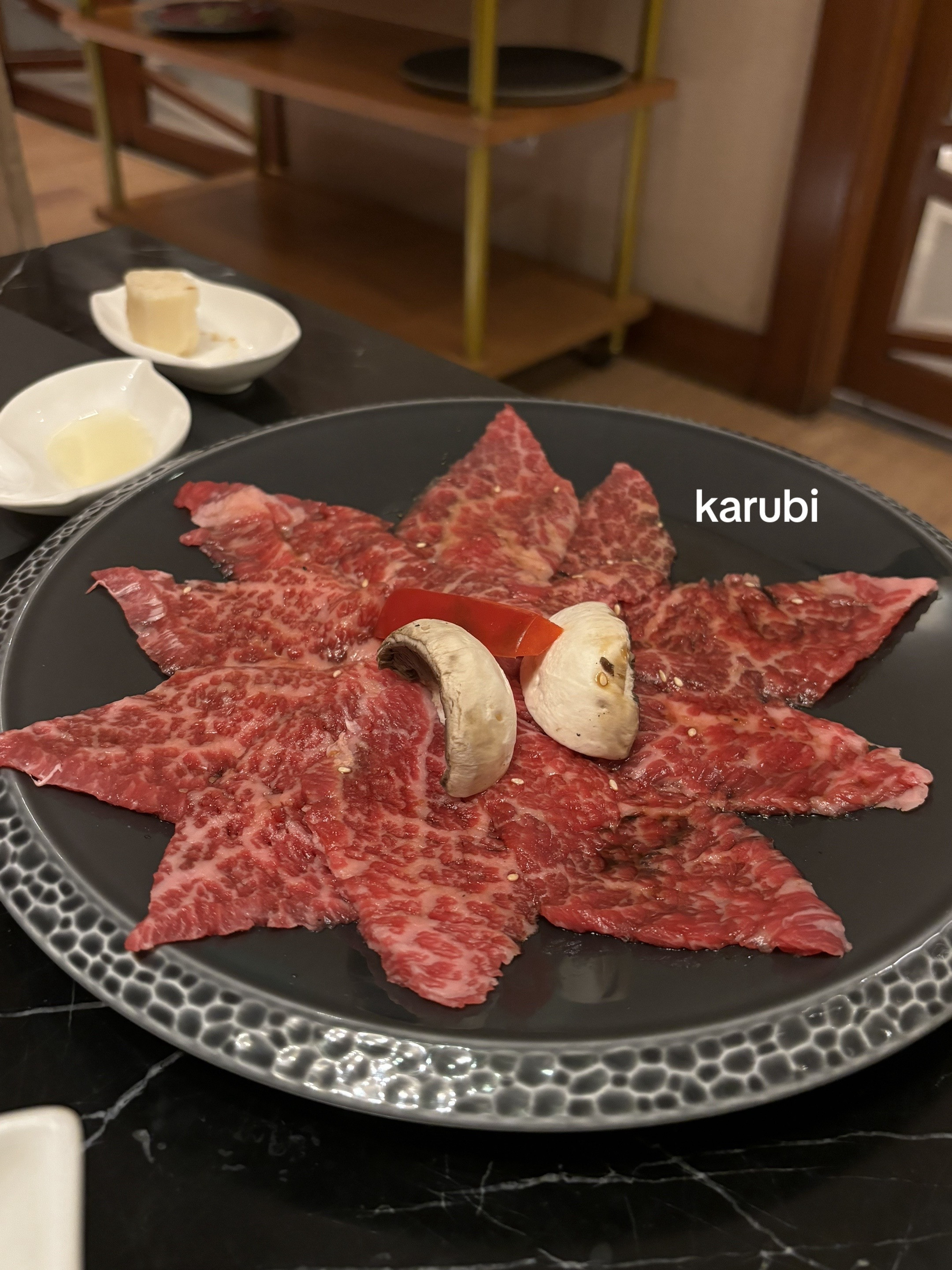 Yakisugi Karubi and Negi Tanshio at Esina Plaza Senayan Japanese BBQ Restaurant in Jakarta