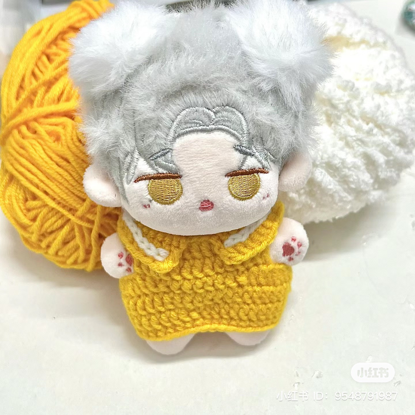 Yellow Cat Ear Crochet Hat Pattern for 10cm Doll