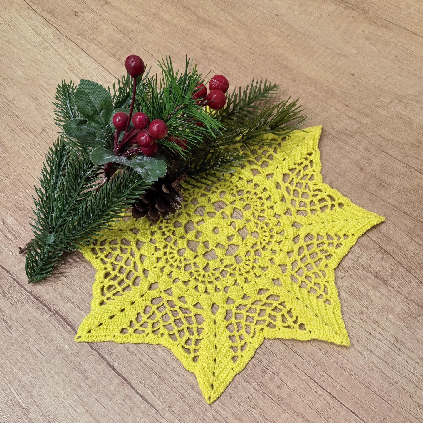 Yellow Star Crochet Doily Pattern Chart with Instructions