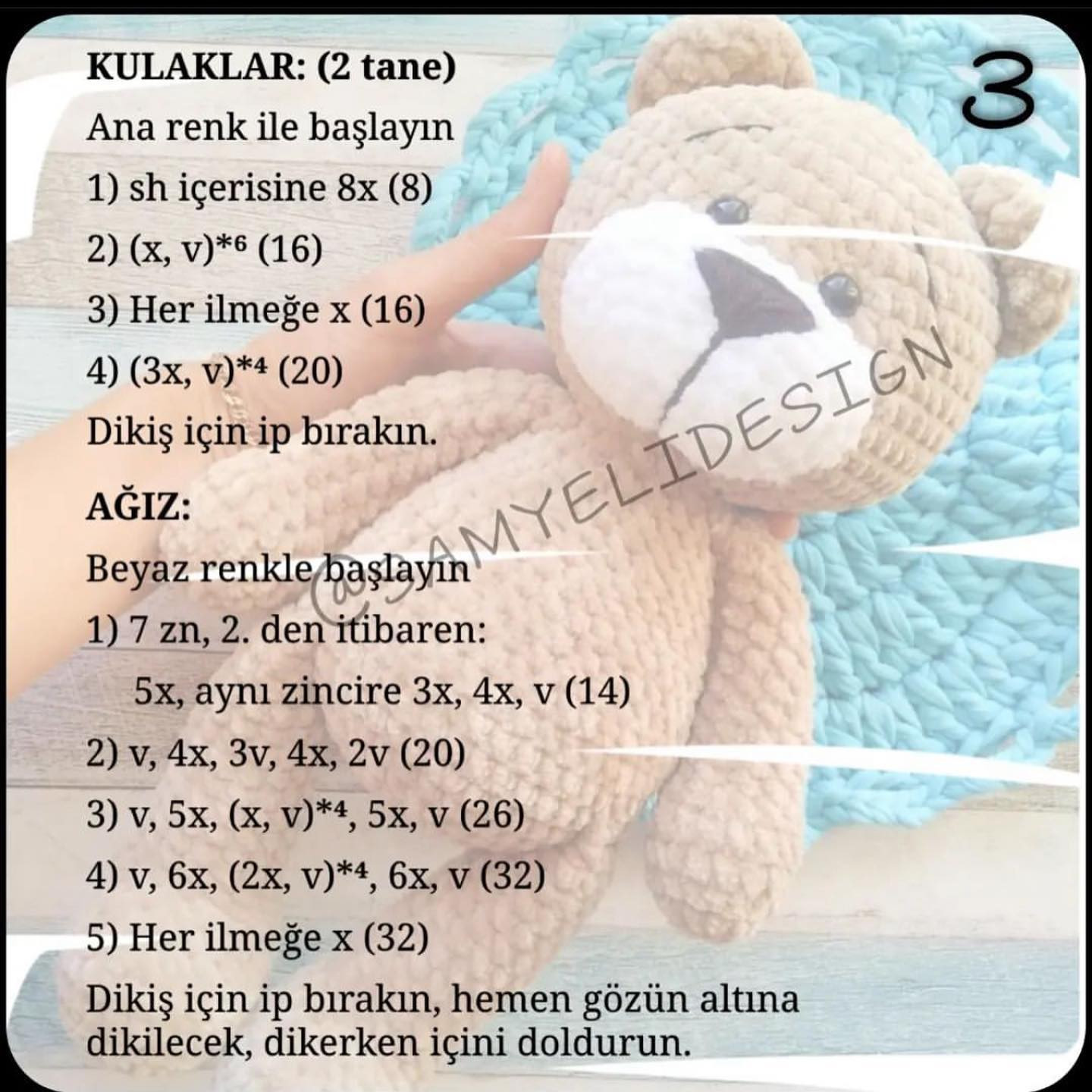 Yumuş Ayıcık Tarifi: Adım Adım Amigurumi Gümüş Krem Renk Mucize