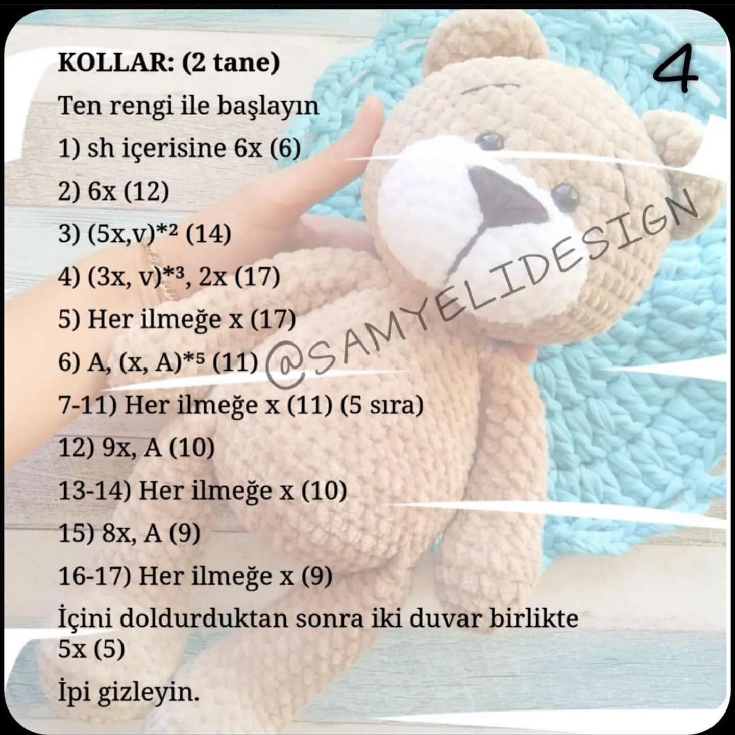 Yumuş Ayıcık Tarifi: Adım Adım Amigurumi Gümüş Krem Renk Mucize