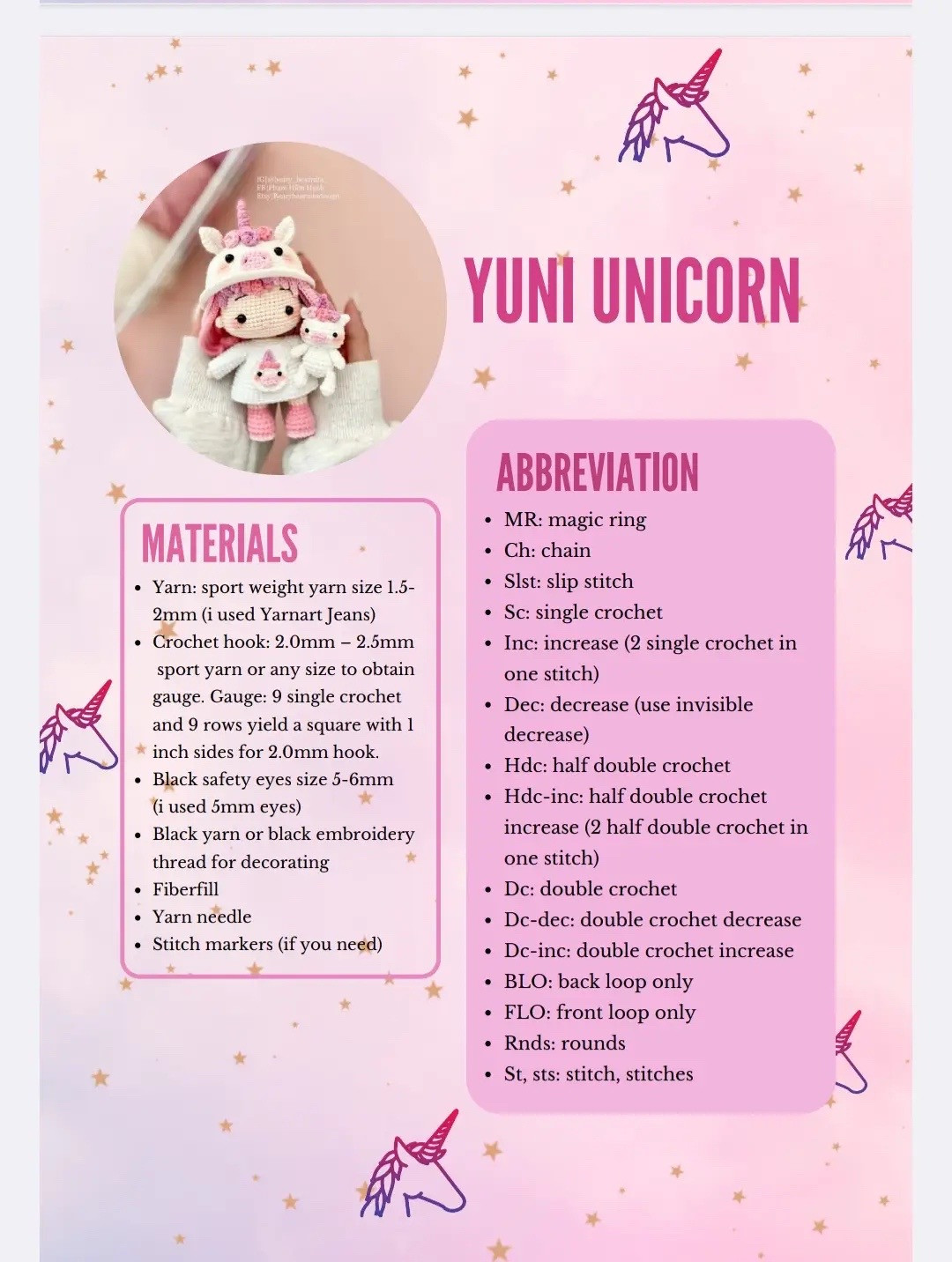 Yuni Unicorn Amigurumi Crochet Pattern Tutorial
