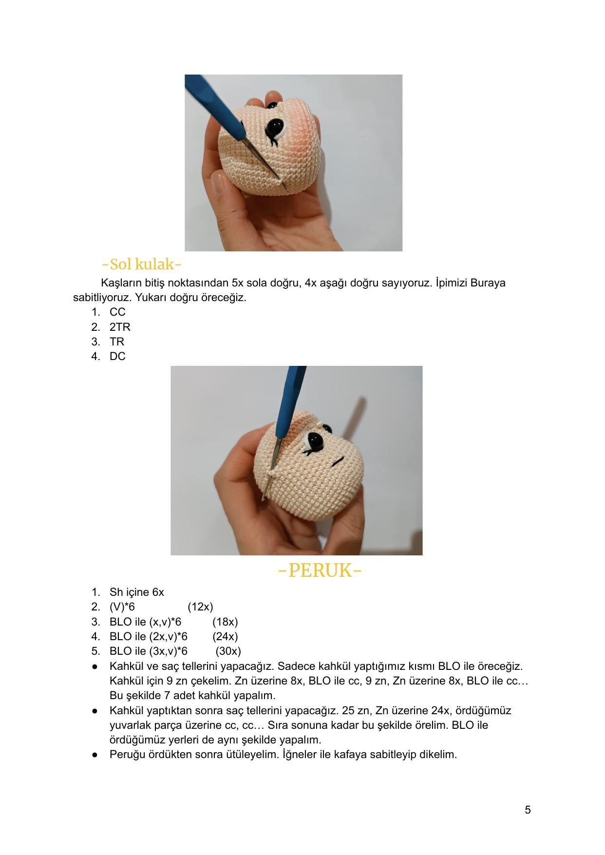 Zeytin Doll Amigurumi Crochet Pattern: Materials, Terms, and Step-by-Step Instructions