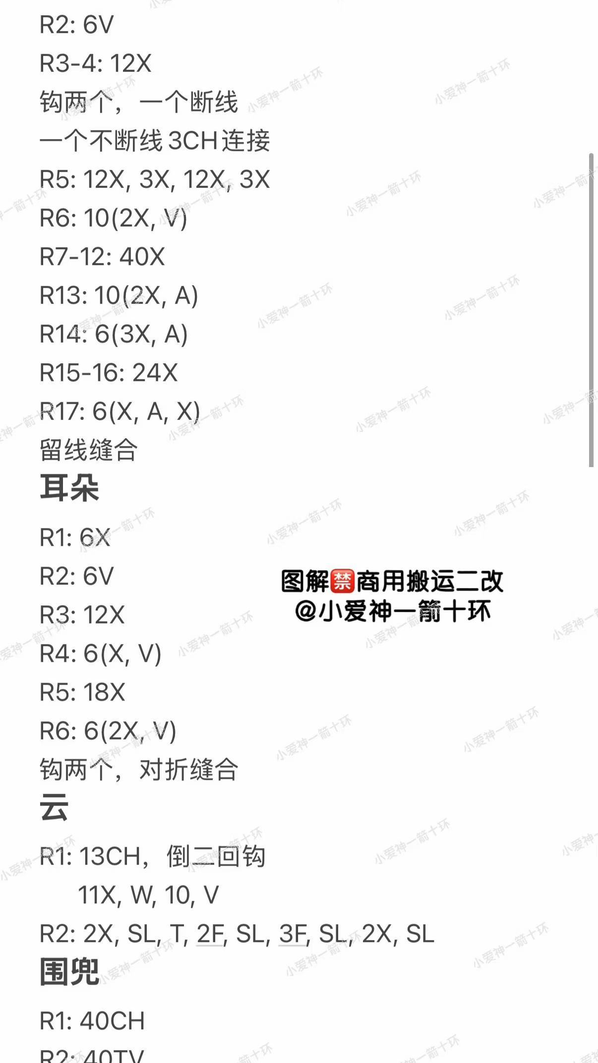 Zoa Cloud Cat Amigurumi Crochet Pattern Chart