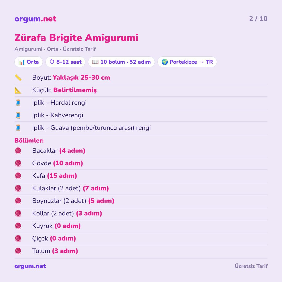 Zürafa Brigitte Amigurumi - Ücretsiz Mıknatıs Tarifi (Girafa Brigitte)