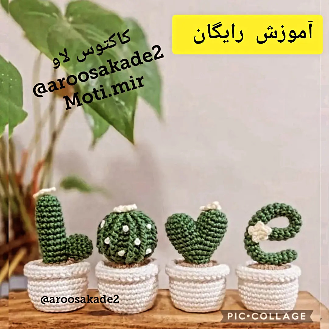 آموزش بافت کاکتوس و گلدان با قلاب