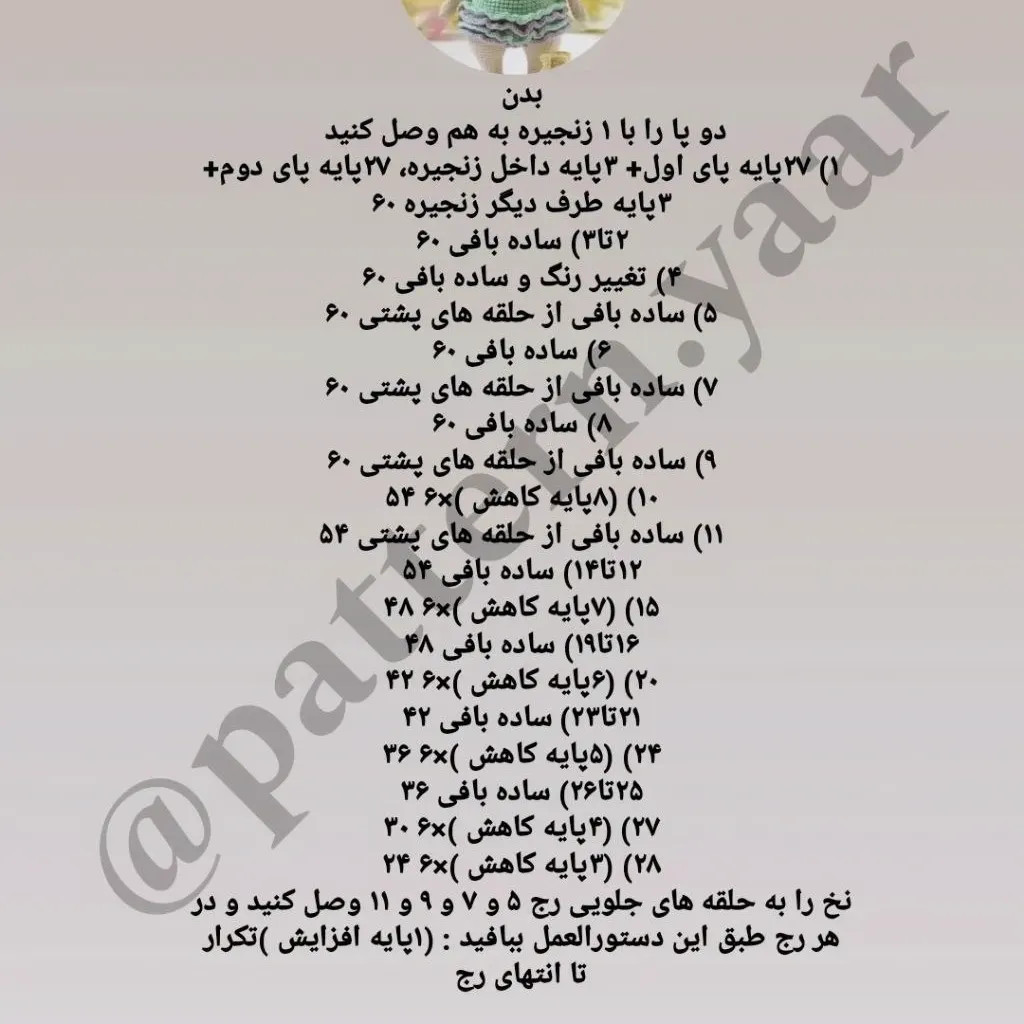آموزش بافت کوهولو بز: الگوی کامل دست، کیف و پا