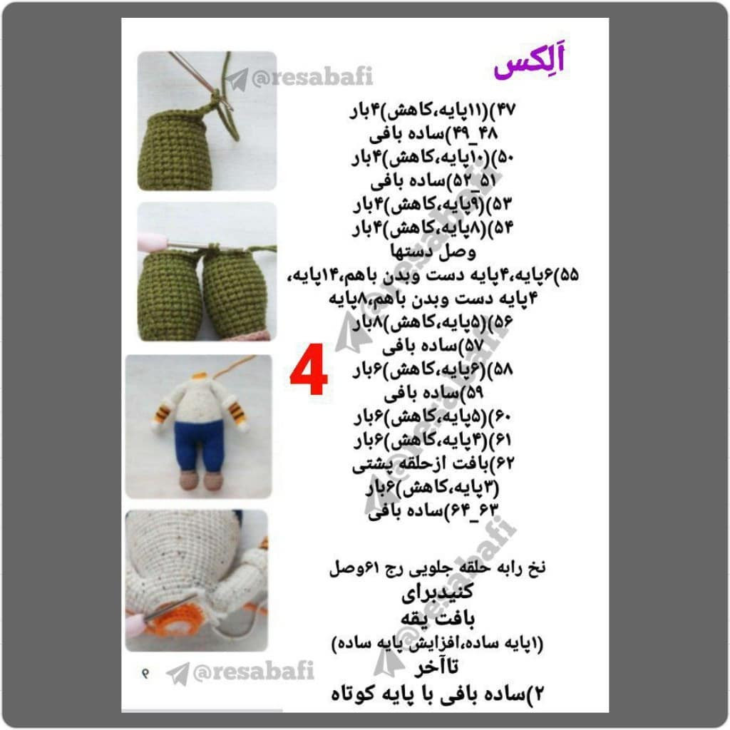 آموزش گام به گام بافتنی آلیس (Alex) - الگوی دقیق ساخت عروسک توله شیر