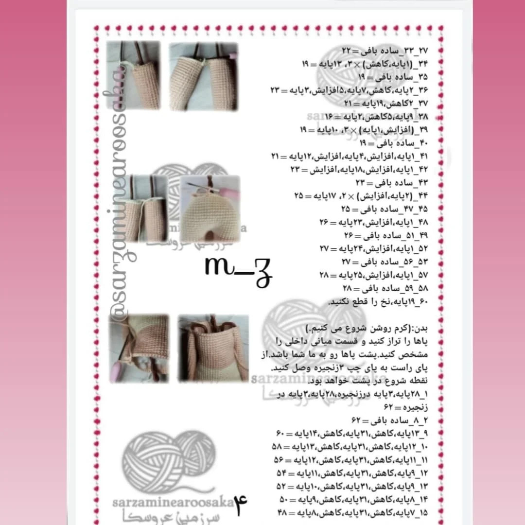 آموزش گام به گام بافتنی عروسک دختره (مـ3) - سرزمین عروسکا