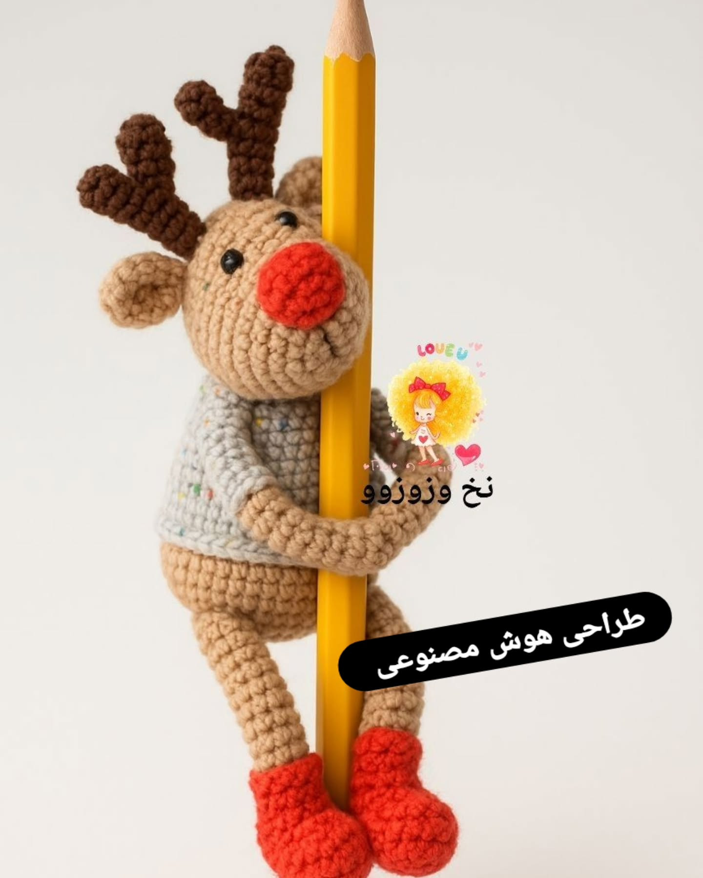 آموزش کامل بافت گوزن خرس (Amigurumi Reindeer) - شامل دستور سر، بدن، شاخ و لباس