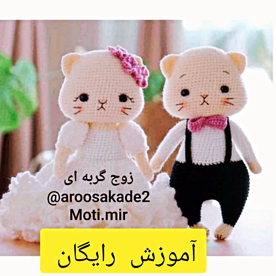 آموزش رایگان زوج گربه ای عروسک بافی