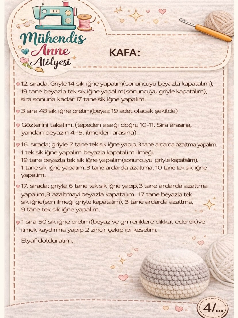 Adım Adım Pembe ve Gri Penguen Amigurumi Örgü Tarifi