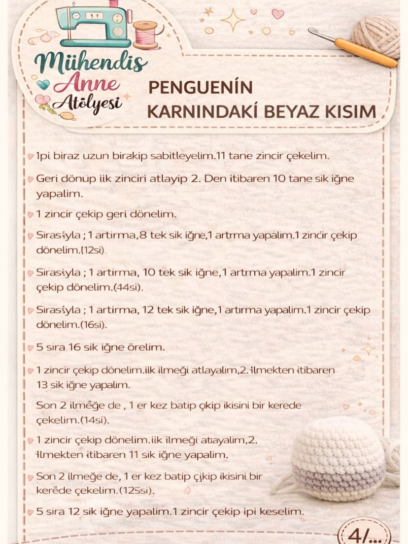 Adım Adım Pembe ve Gri Penguen Amigurumi Örgü Tarifi