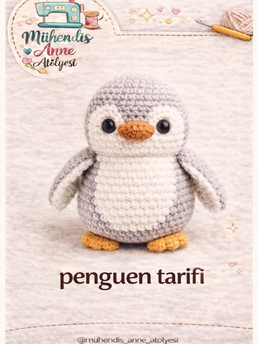 Adım Adım Pembe ve Gri Penguen Amigurumi Örgü Tarifi
