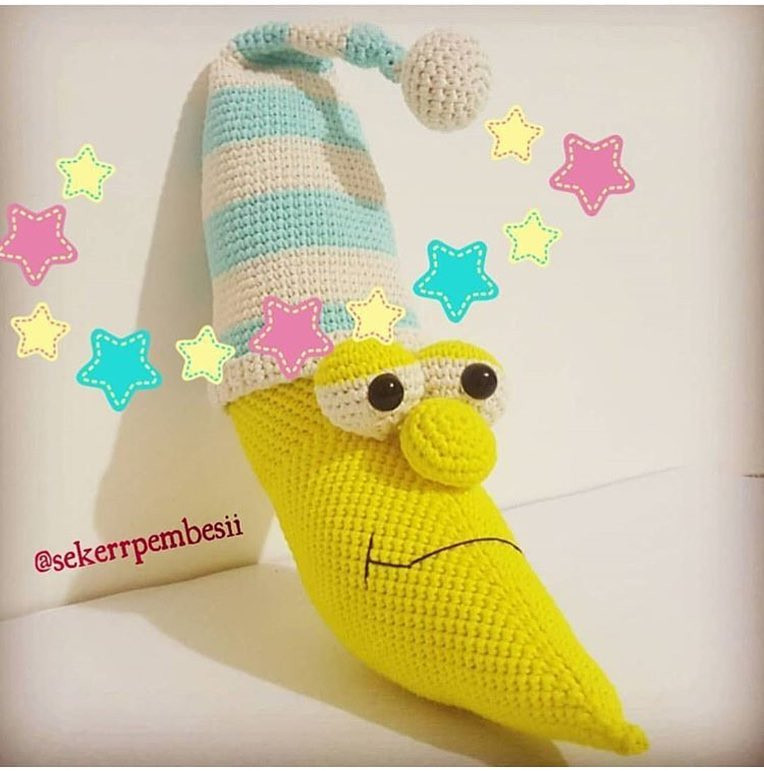 Amigurumi Banana Moon Crochet Pattern: Complete Chart for Body, Nose, and Eyes in Turkish