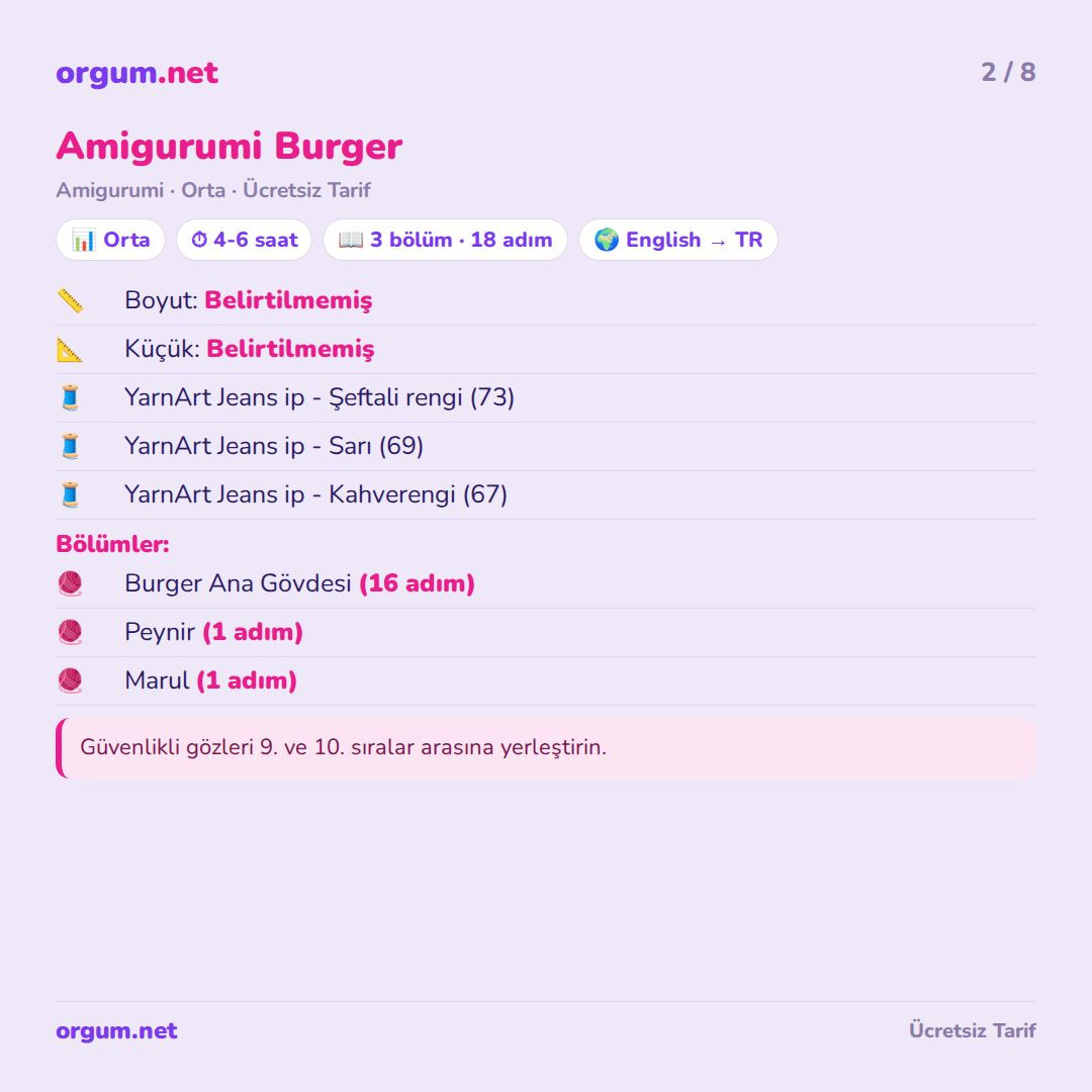 Amigurumi Burger - Hướng dẫn móc len hamburger dễ thương miễn phí