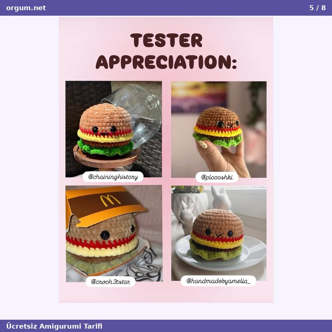 Amigurumi Burger - Hướng dẫn móc len hamburger dễ thương miễn phí