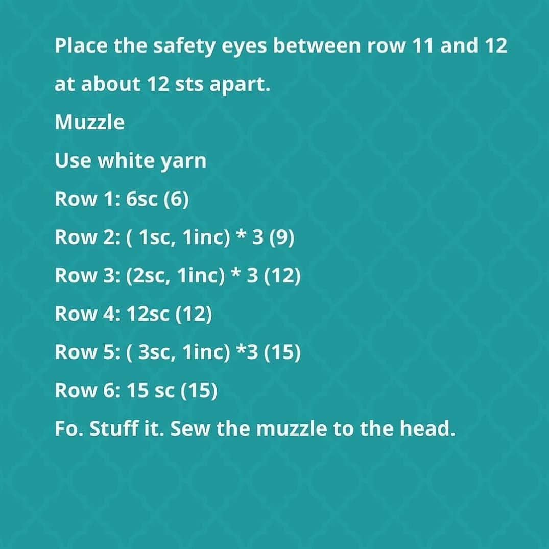 Amigurumi Fox Crochet Pattern: Step-by-Step Chart for Head, Muzzle, and Ears
