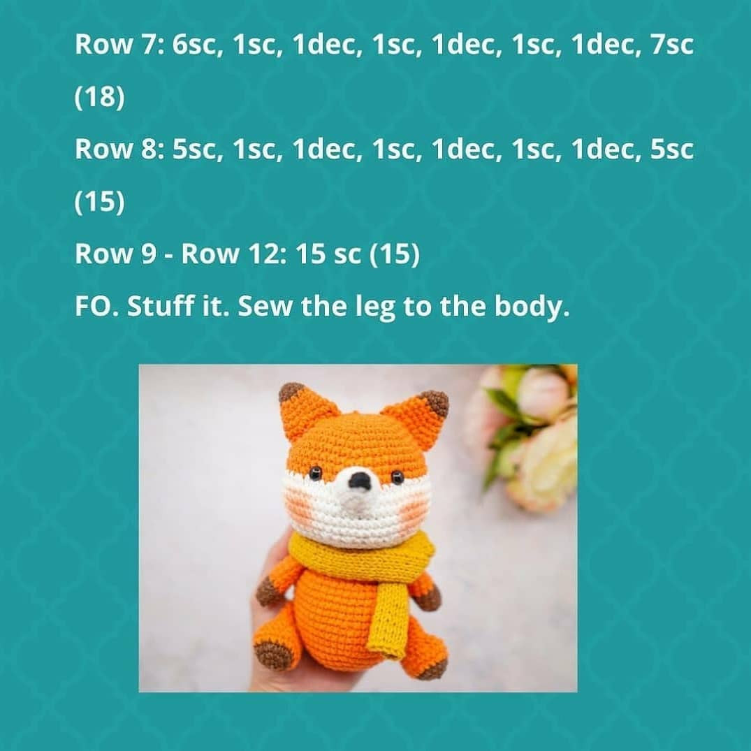 Amigurumi Fox Crochet Pattern: Step-by-Step Chart for Head, Muzzle, and Ears