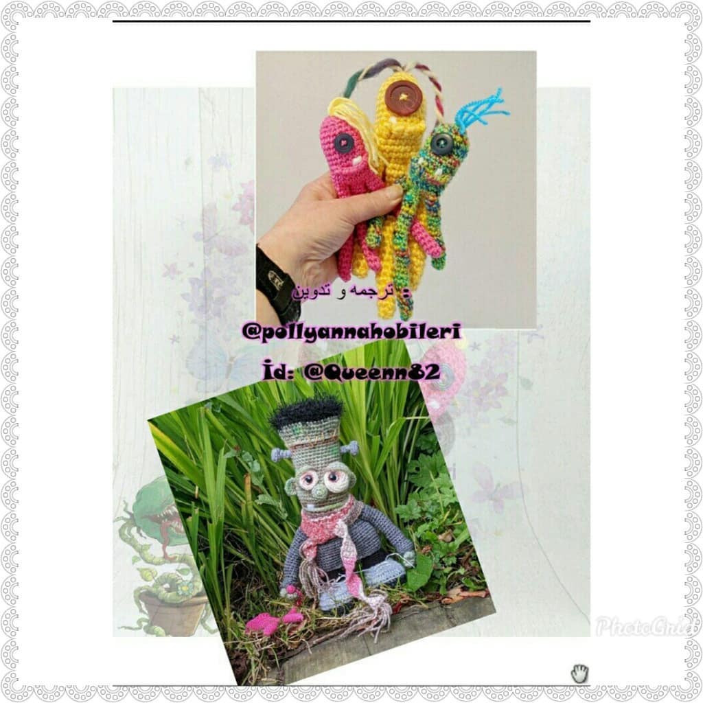 Amigurumi Frankenstein Monster Crochet Pattern with Scarf and Fish