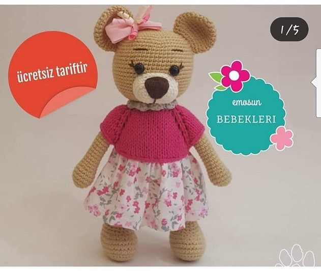 Amigurumi Gấu Bông Mặc Váy Hoa - Hướng Dẫn Móc Len Chi Tiết