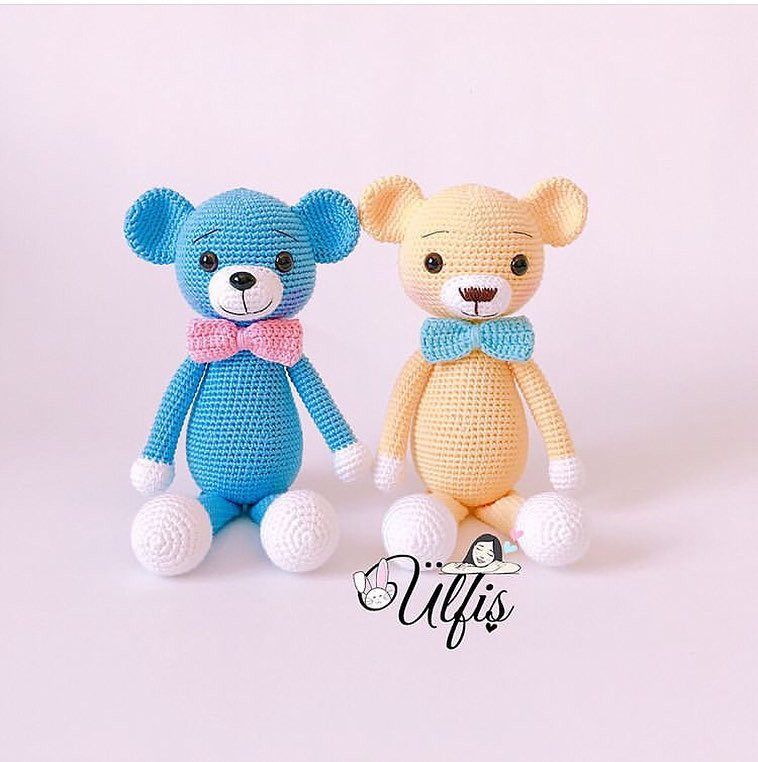 Amigurumi Gấu Teddy Móc Len Màu Xanh và Vàng - Hướng Dẫn Chi Tiết Từng Phần