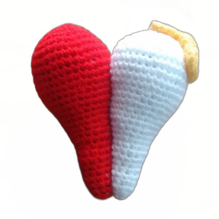 Amigurumi Heart Tooth Pattern: Cute Red and White Crochet Design with Step-by-Step Instructions