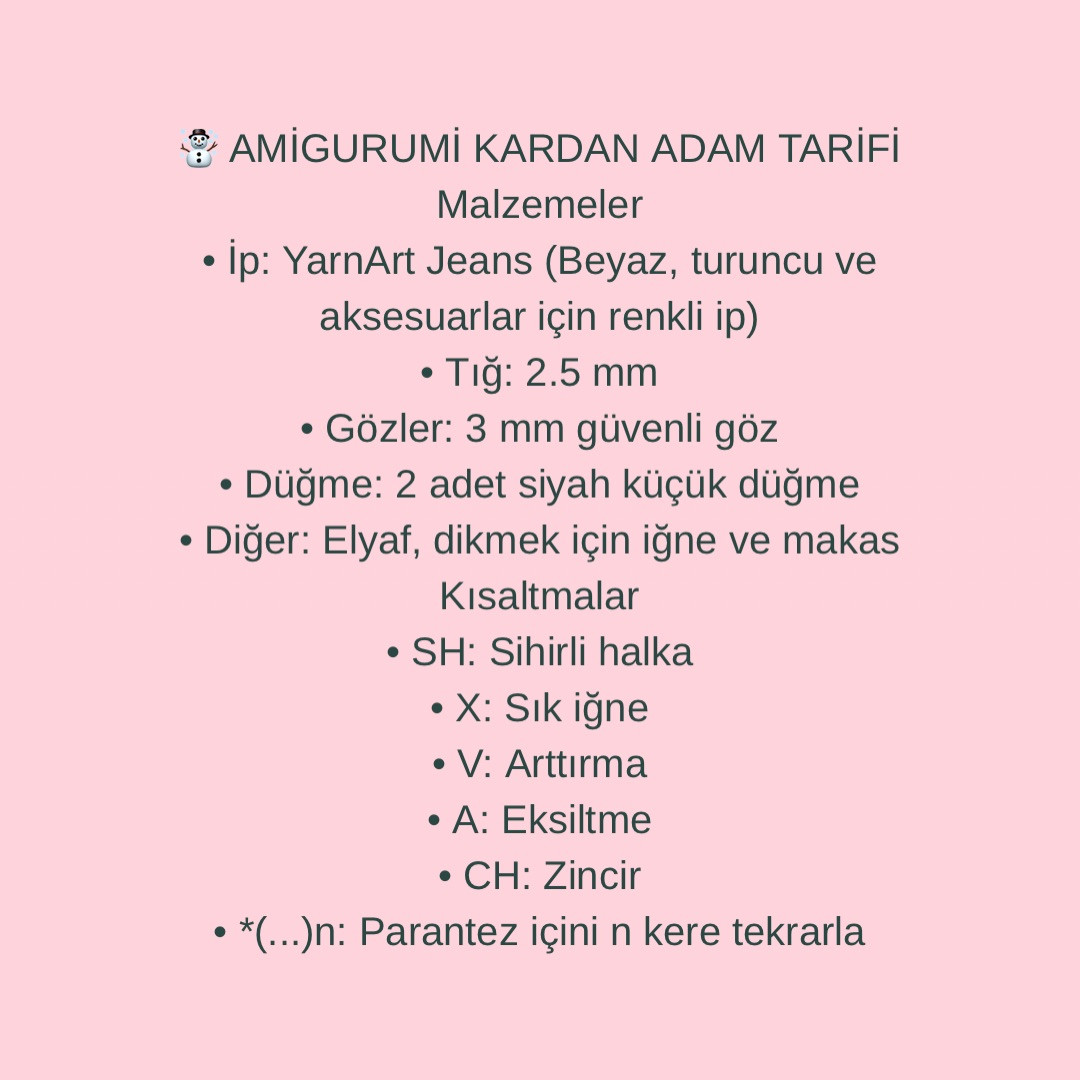 Amigurumi Kardan Adam Tarifi - Beyaz ve Yeşil Mucize