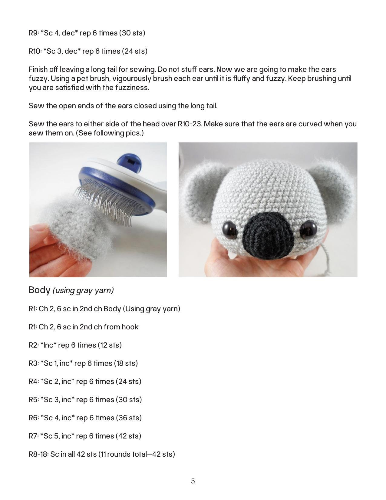 Amigurumi Koala Crochet Pattern by Furls Crochet
