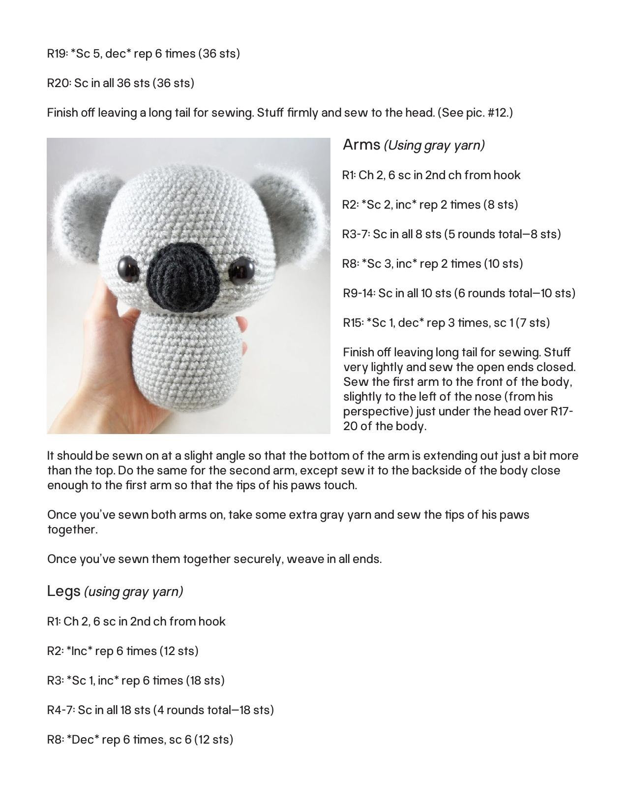 Amigurumi Koala Crochet Pattern by Furls Crochet