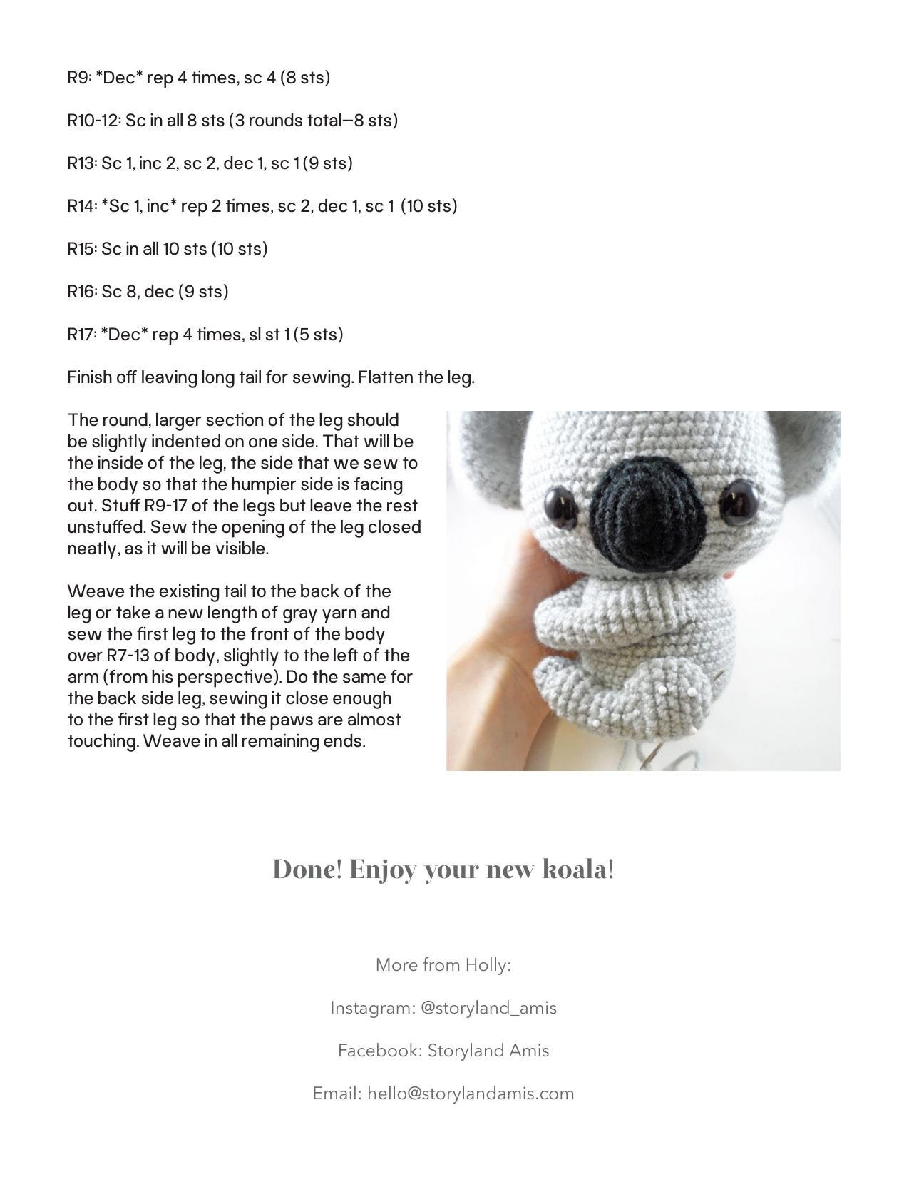 Amigurumi Koala Crochet Pattern by Furls Crochet
