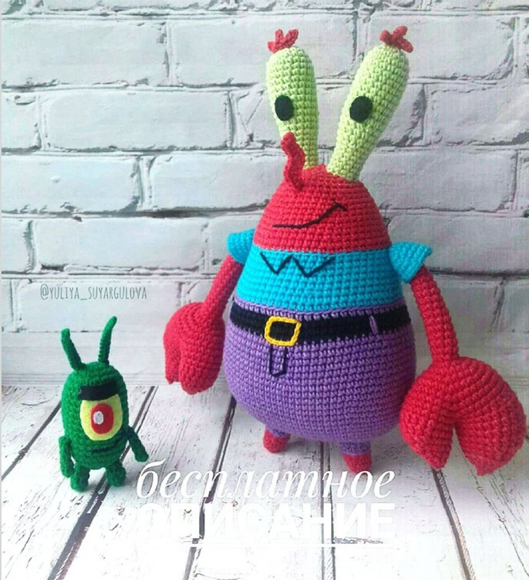 Amigurumi Mr. Krabs và Plankton - Hướng dẫn móc len chi tiết từng hàng