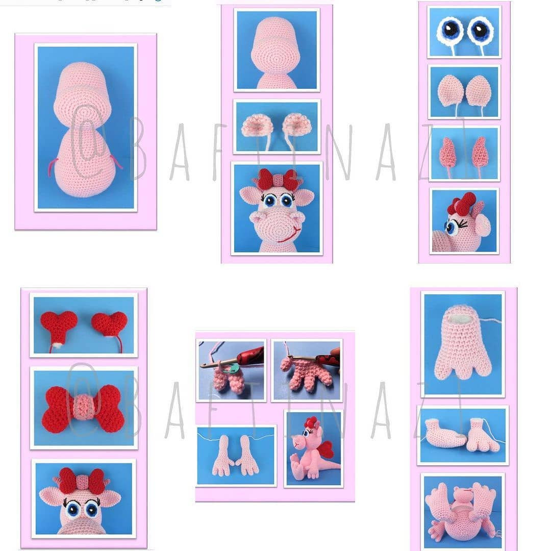 Amigurumi Pink Giraffe Crochet Pattern: Cute Valentine's Day Doll with Bow and Heart Tutorial
